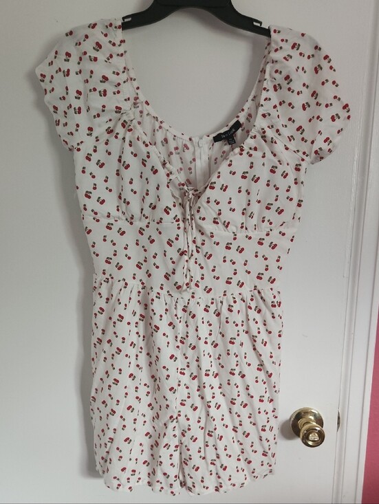 New Look Pants - New Look White Mini Dress with Red Cherry Print